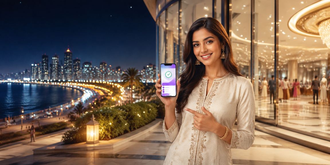 Mumbai Marine Drive scene with red envelope showcasing bonus promotions